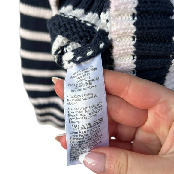 J. Crew Heritage Cotton Rollneck Sweater - Size Small - Navy Blue & White Stripe - Picture 12 of 13